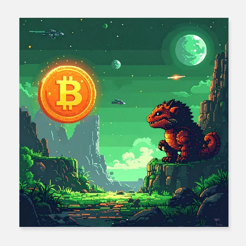 Space Bitcoin Odyssee Poster 20x20 cm