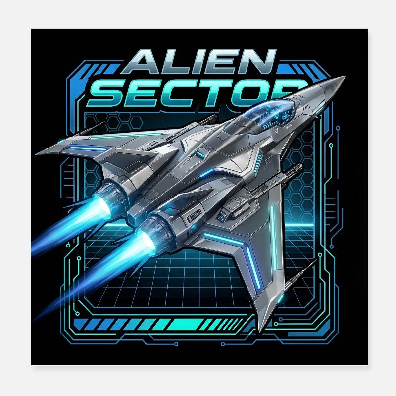 Alien-Sektor-Nebeljäger Poster 20x20 cm
