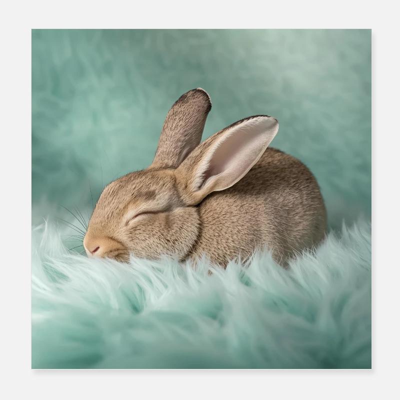 Rêves néon de lapin - Poster 20 x 20 cm - blanc
