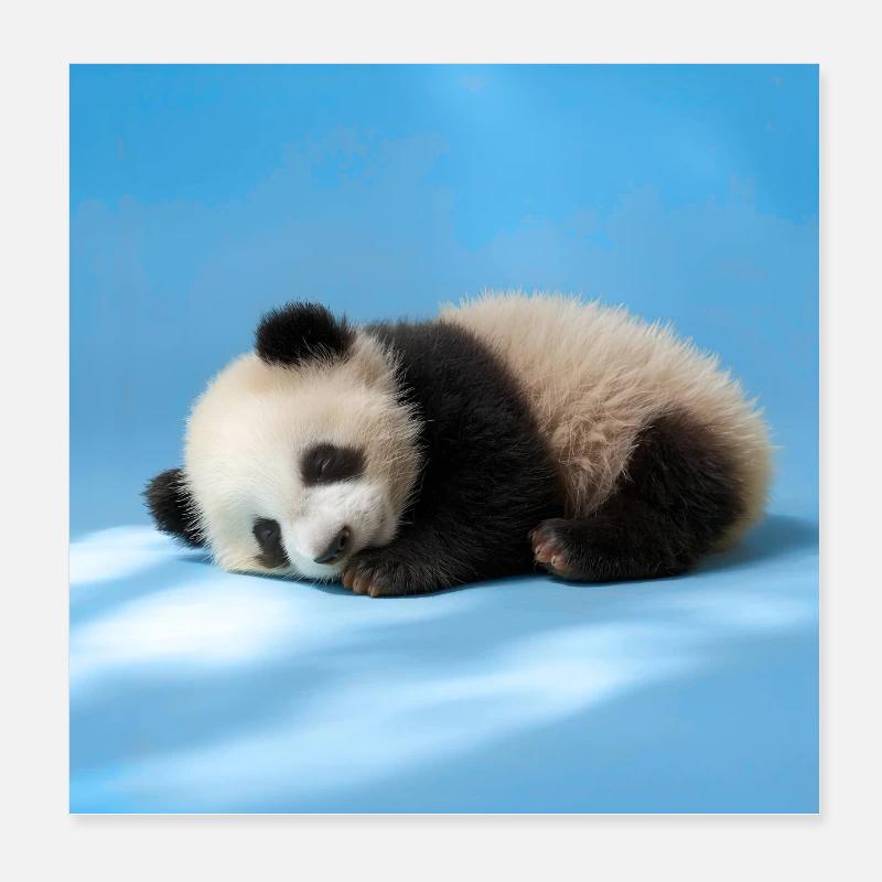 Panda bleu endormi Poster 20 x 20 cm