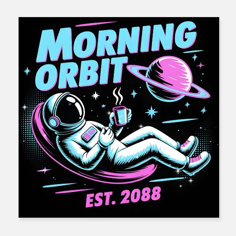 Orbite matinale : Café des astronautes Poster 20 x 20 cm