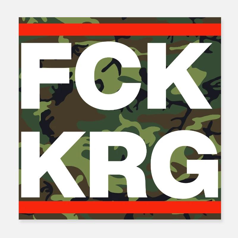 FCK KRG! FUCK WAR AGAINST HATE AND SUFFERING PEACE Poster 8" x 8" (20x20 cm)