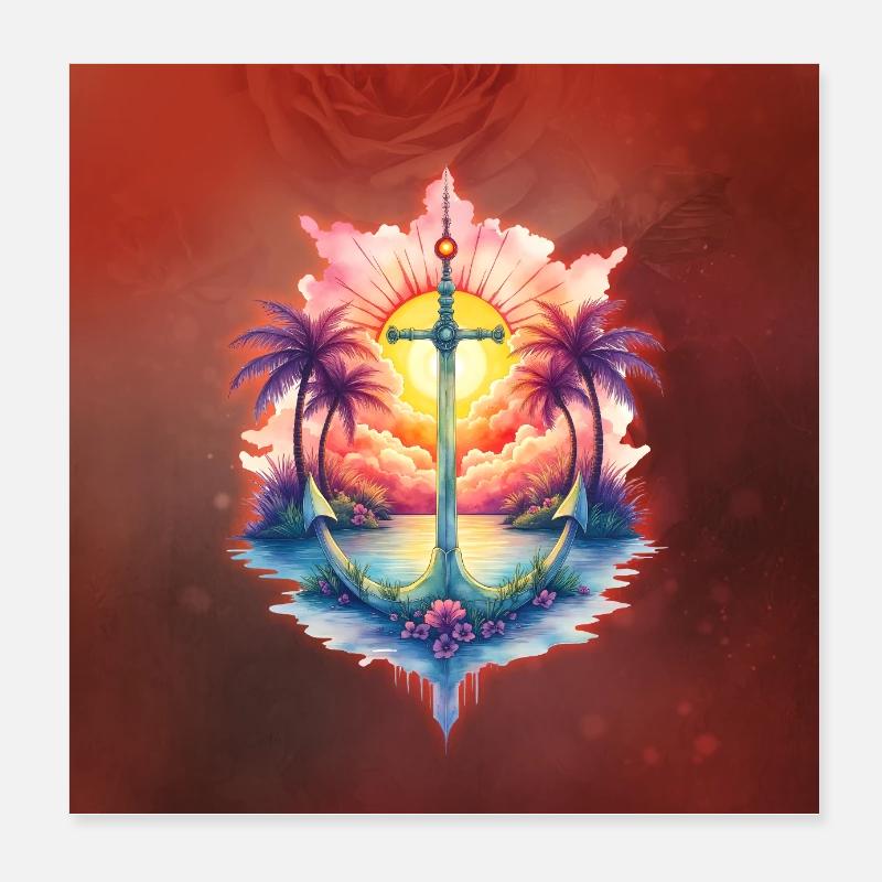 Solar Anchor in Tropical Paradise Poster 8" x 8" (20x20 cm)