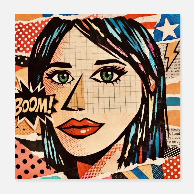 Face Pop Art Boom Collage Poster 20x20 cm