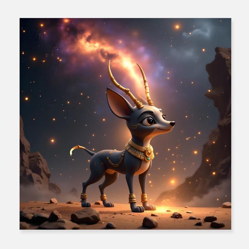 Fantastic Star Deer Poster 8" x 8" (20x20 cm)