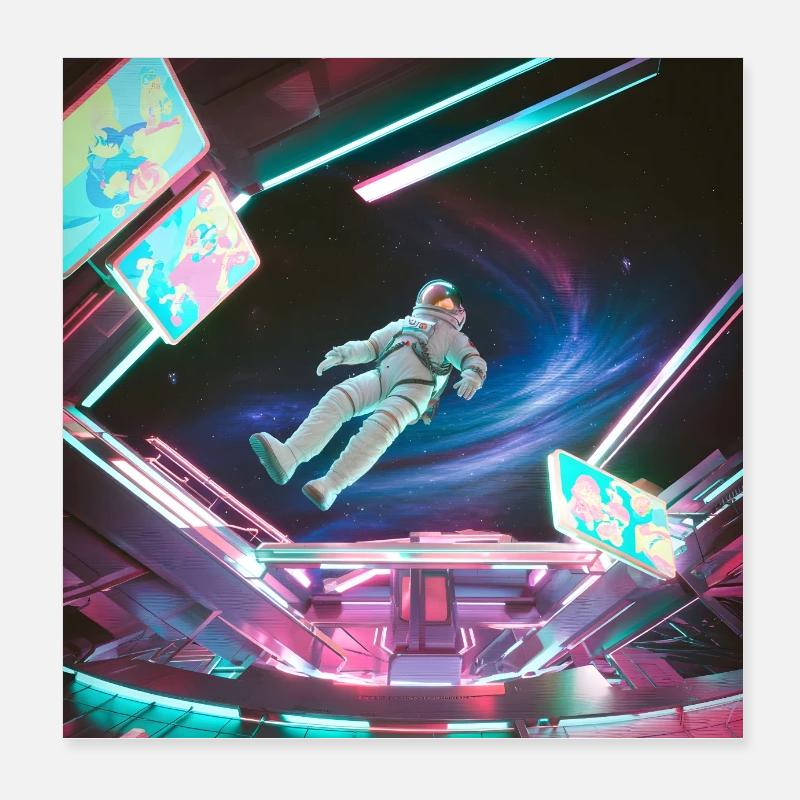 Space Arcadian Spacesuit - Neon Poster 8" x 8" (20x20 cm)