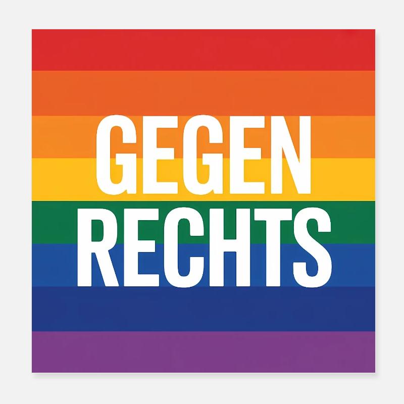 Gegen Rechts - Antifa Regenbogen Tee Poster 20x20 cm