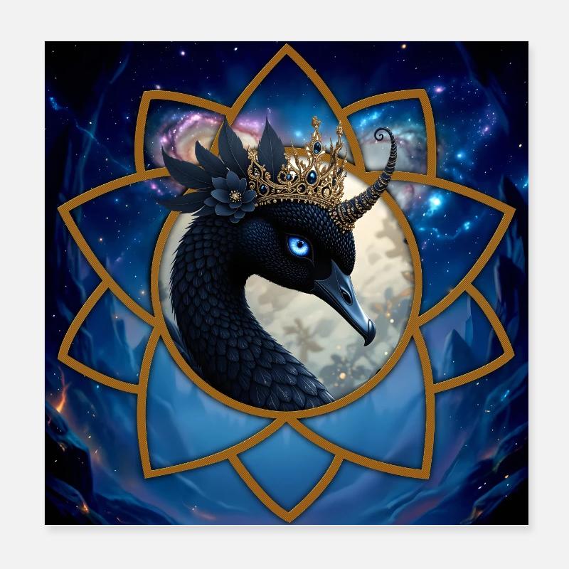 Quetzal céleste avec couronne Poster 20 x 20 cm