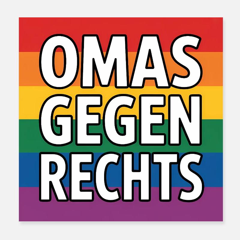 Omas gegen Rechts - Antifa Regenbogen Tee Poster 20x20 cm