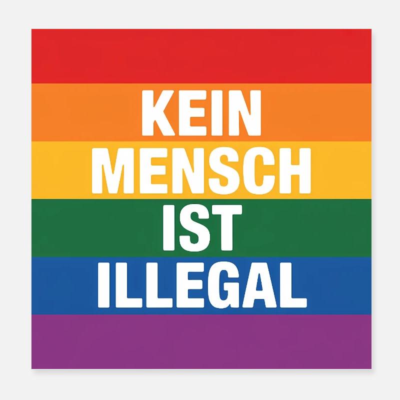 No One Is Illegal - Against the Right Poster 8" x 8" (20x20 cm)