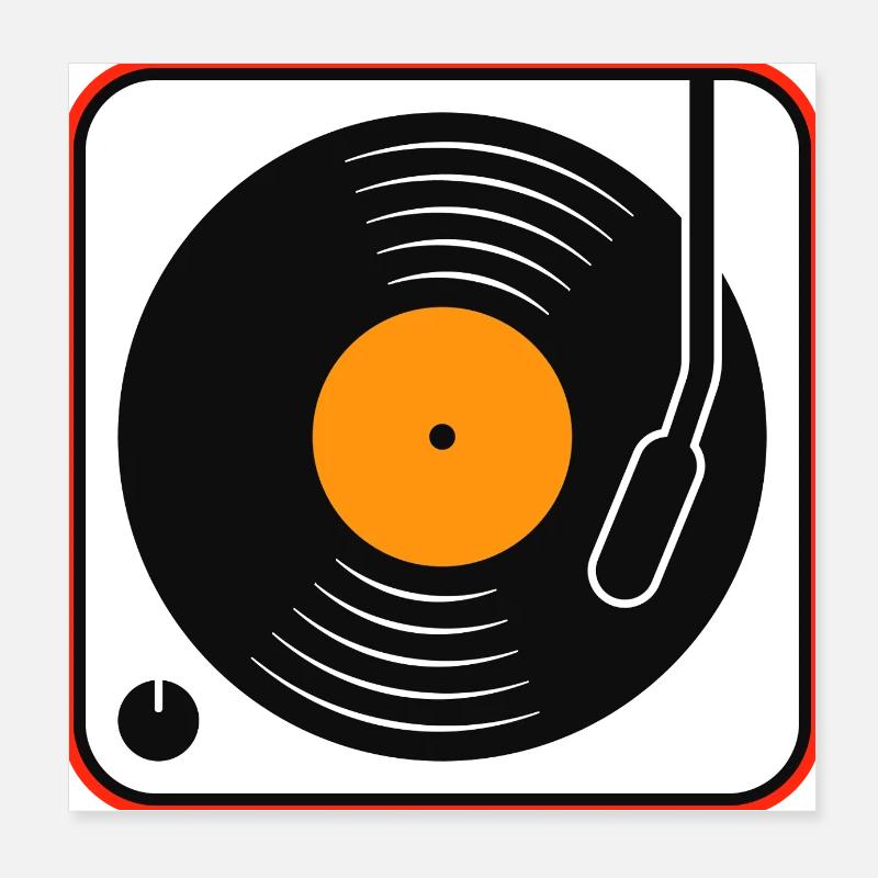Retro Vinyl Album on Turntable Poster 8" x 8" (20x20 cm)
