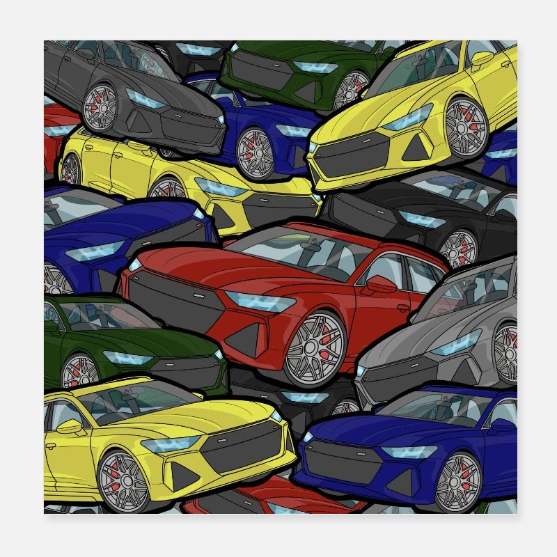 Explosion de couleurs des voitures kaléidoscopes Poster 20 x 20 cm