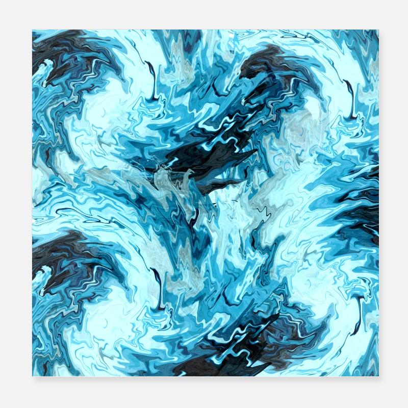 Aqua Marble Pattern Waves Poster 8" x 8" (20x20 cm)