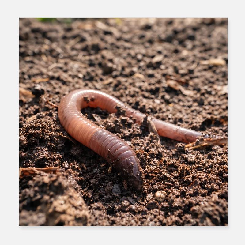 Vers de terre dans le sol Poster 20 x 20 cm