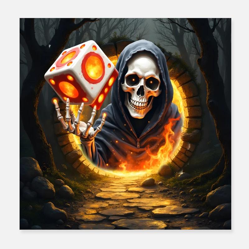 Death and Fire Dice Poster 8" x 8" (20x20 cm)