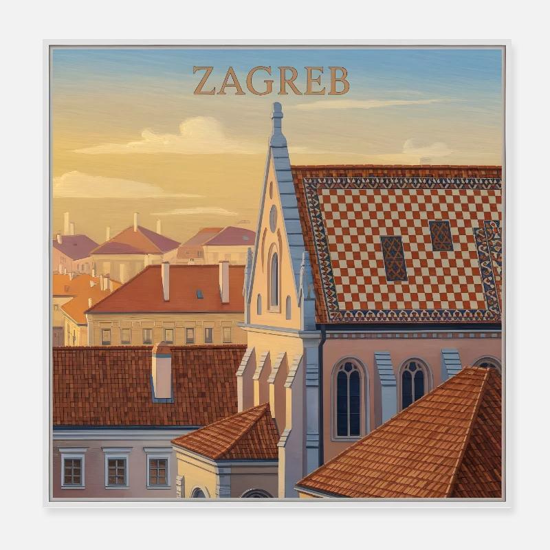 Zagreb Roofscape in the evening light Poster 8" x 8" (20x20 cm)