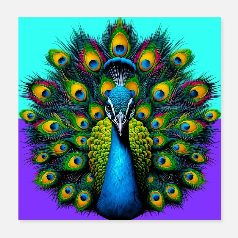 peacock Poster 8" x 8" (20x20 cm)
