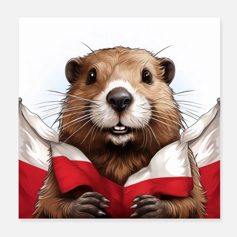 Drapeau de la Pologne du Beaver Poster 20 x 20 cm