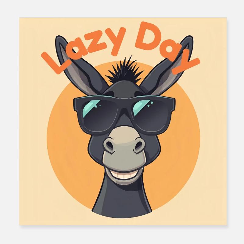 Donkey Sloth Sunglasses Poster 8" x 8" (20x20 cm)