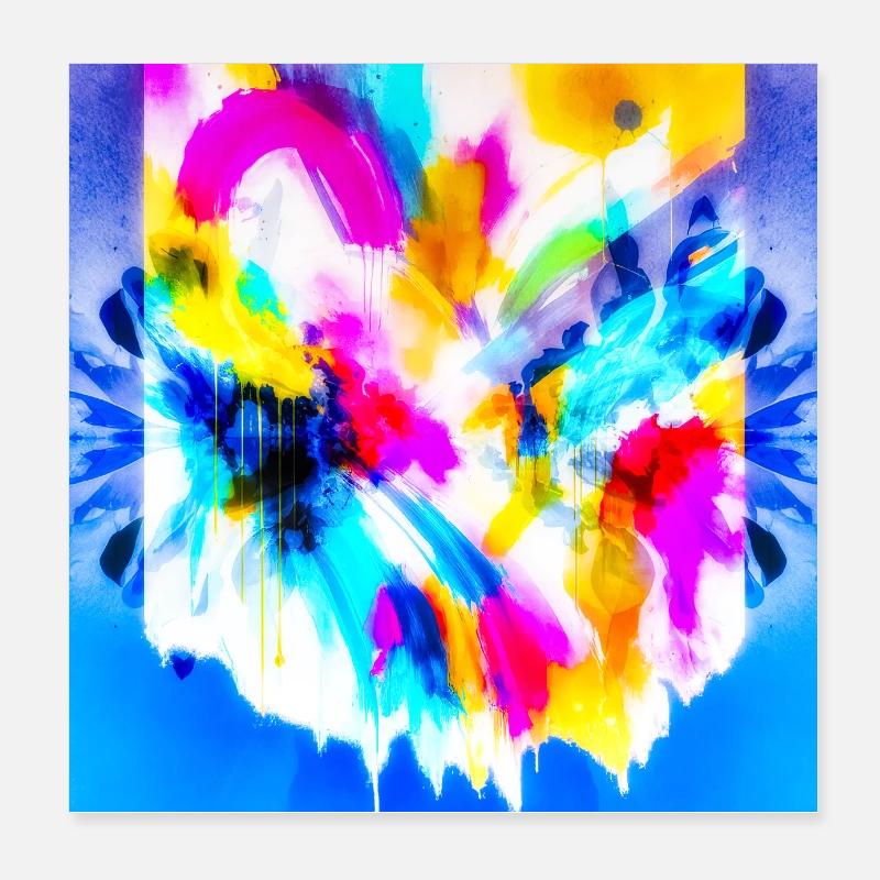 Farbexplosion im Aquarell Poster 20x20 cm