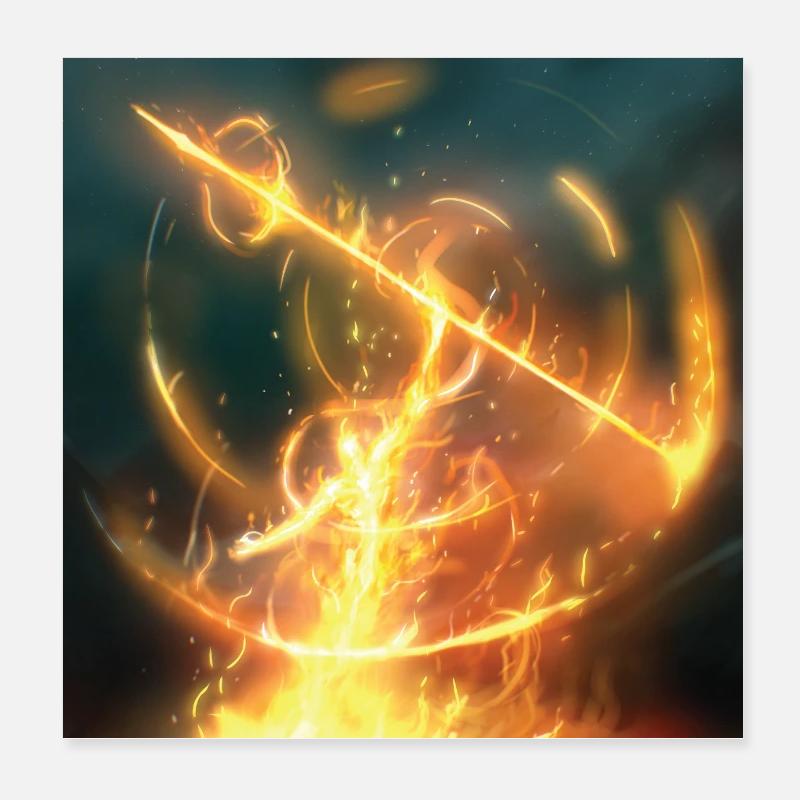 Fire Spear - Poster 20x20 cm - Weiß