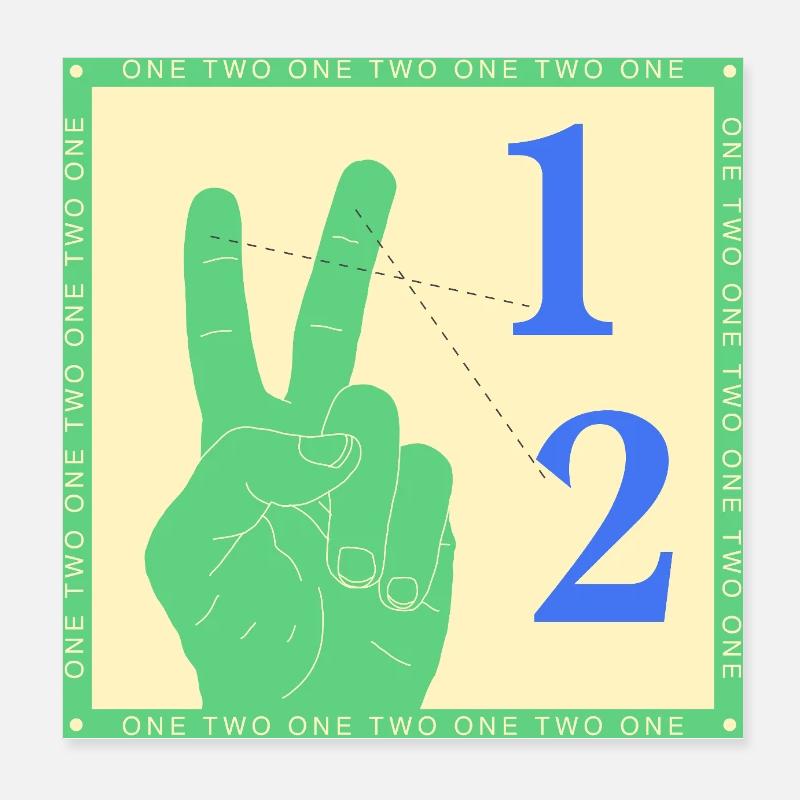 Retro One Two Counting Handgrafik Poster 20x20 cm