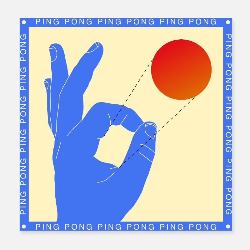 Retro Pop Art Ping Pong Flick Graphic Poster 8" x 8" (20x20 cm)