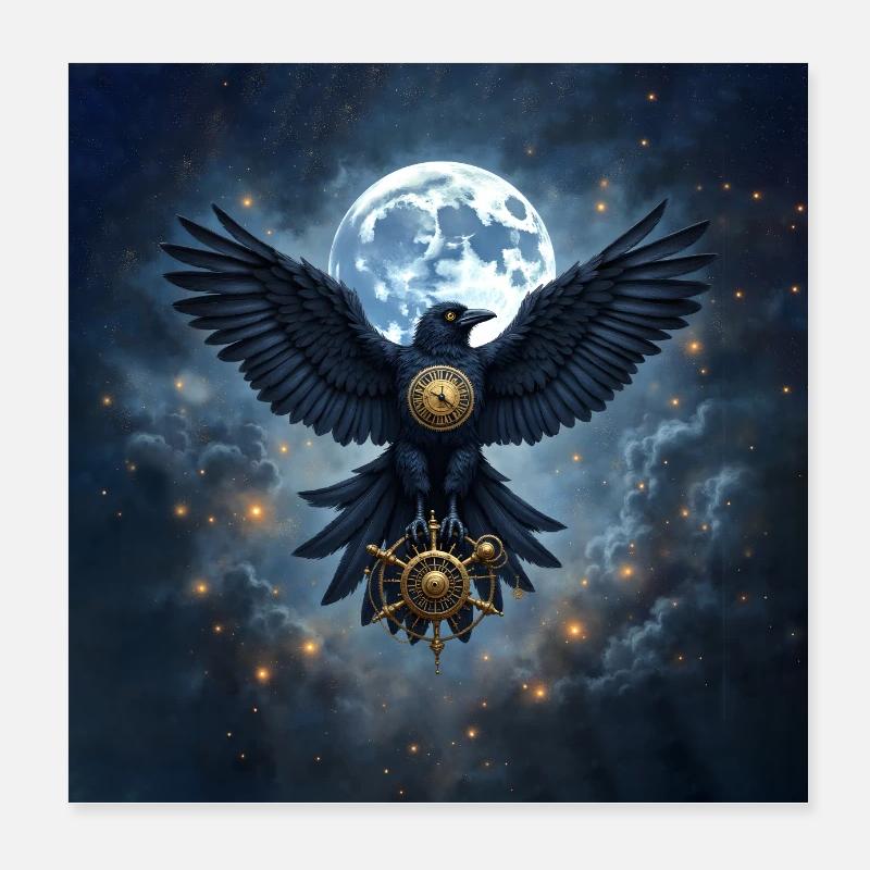 Siderischer Rabe mit Lunar Rudder Poster 20x20 cm