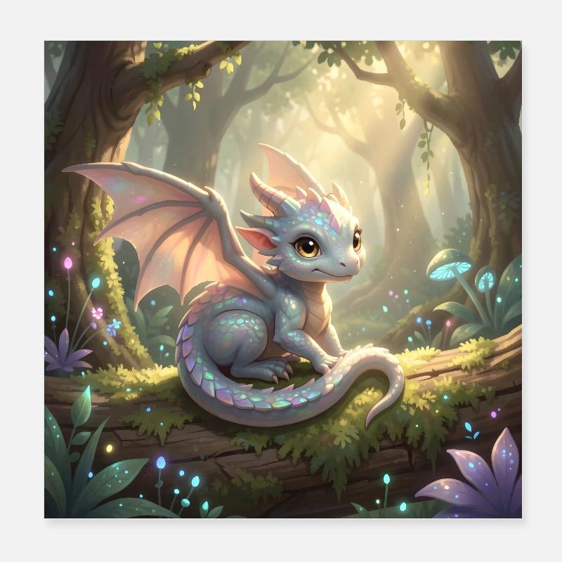 Petit Dragon mignon / Bébé Dragon Poster 20 x 20 cm