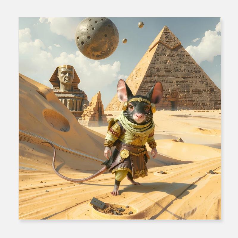 Rat aventureux en Égypte Poster 20 x 20 cm