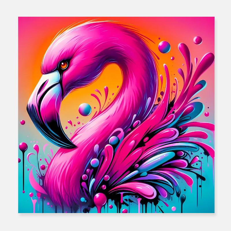 Flamant Poster 20 x 20 cm