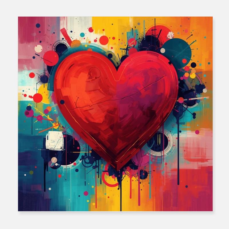 Vivid Heart Graffiti Poster 8" x 8" (20x20 cm)