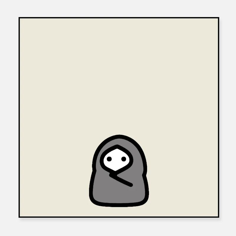 Introverti Cocoon Personnage minimal de mème Poster 20 x 20 cm