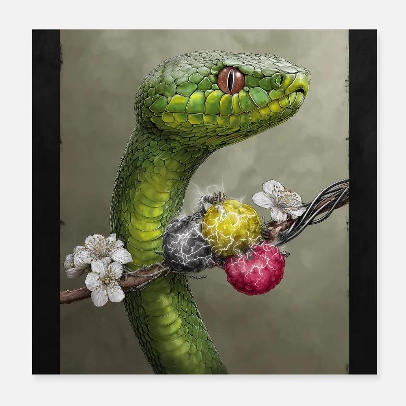 Serpent et électricité Poster 20 x 20 cm