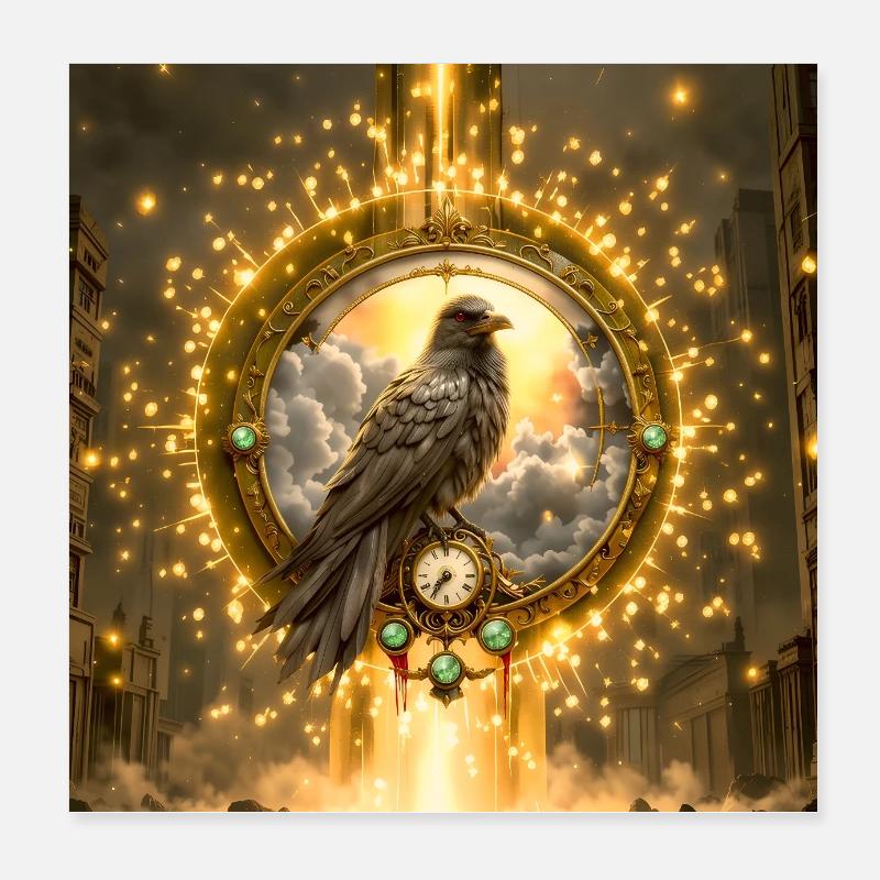 Raven dans l’Anneau Lumineux Poster 20 x 20 cm