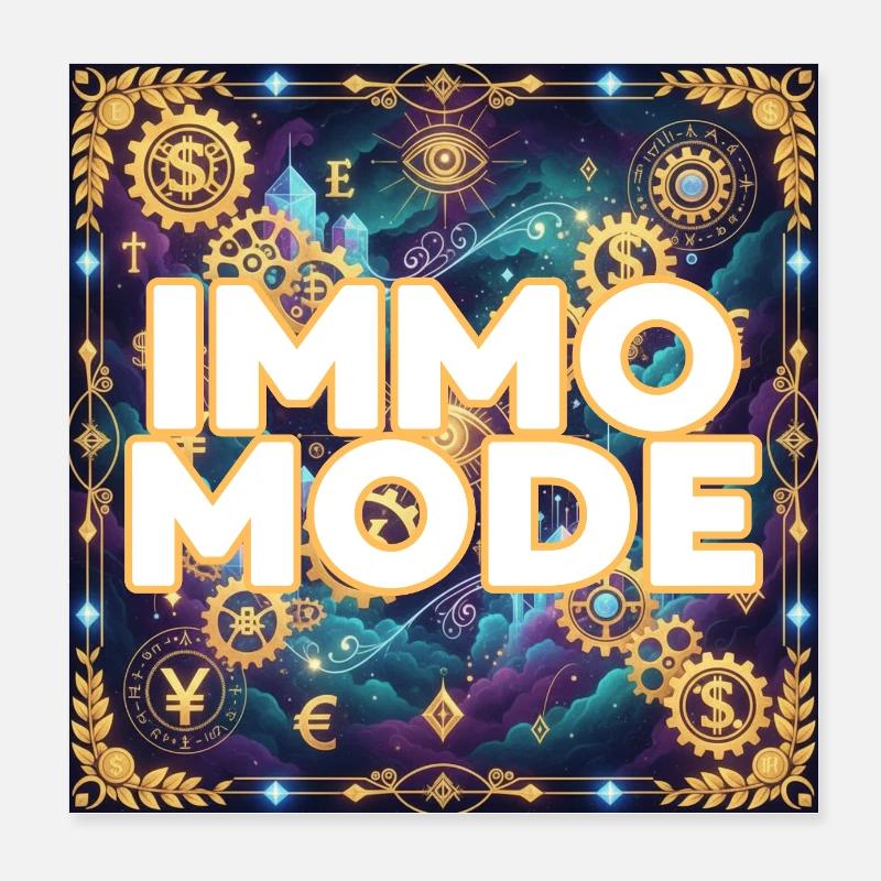 Immo Mode on - Real Estate with Passion Poster 8" x 8" (20x20 cm)