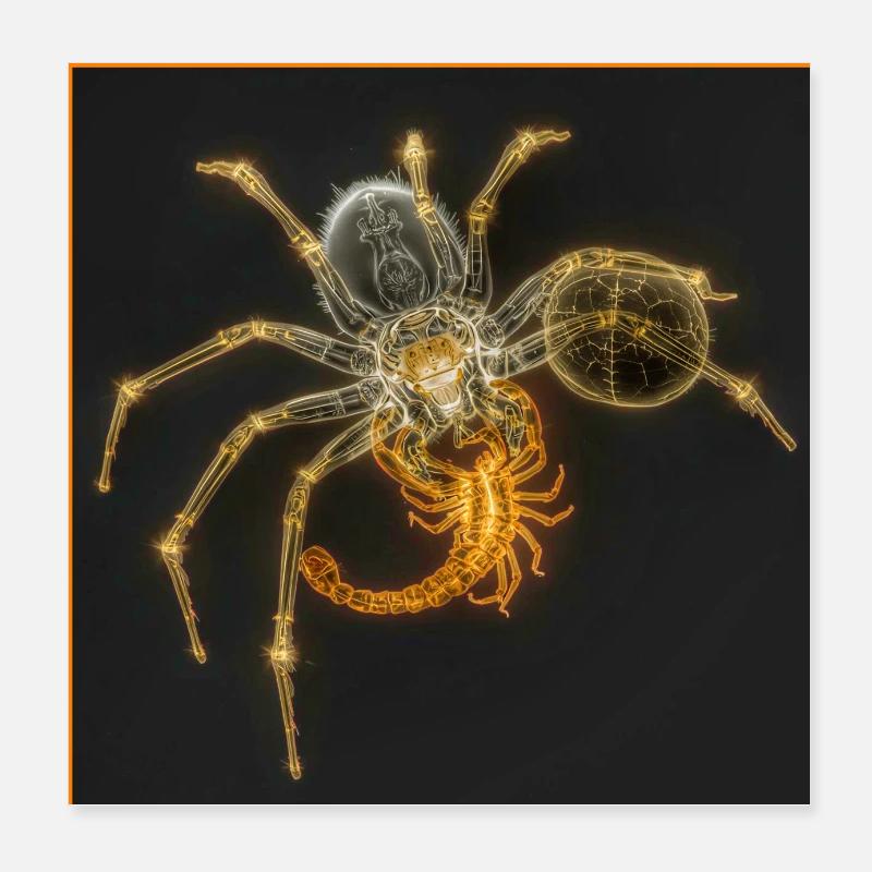 Araignée néon avec des queues funky Poster 20 x 20 cm