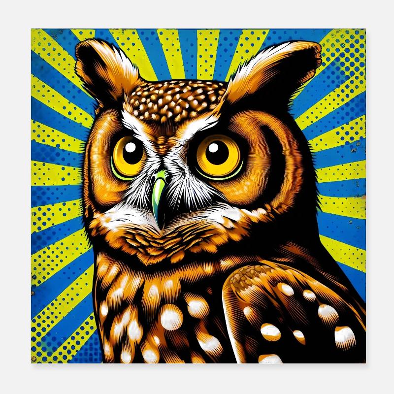 hibou Poster 20 x 20 cm