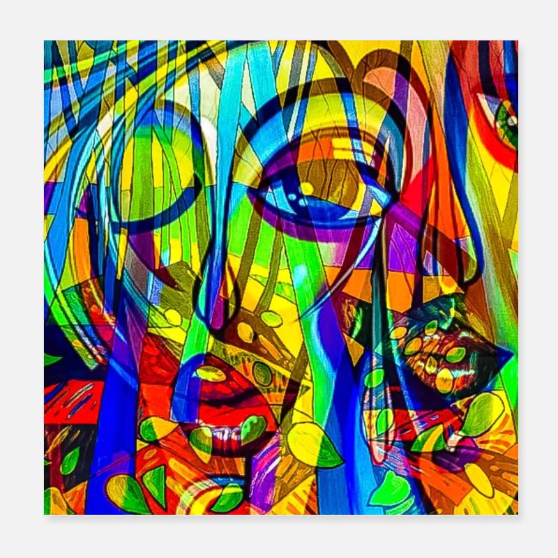 Motif de couleurs Face Abstrait Poster 20 x 20 cm