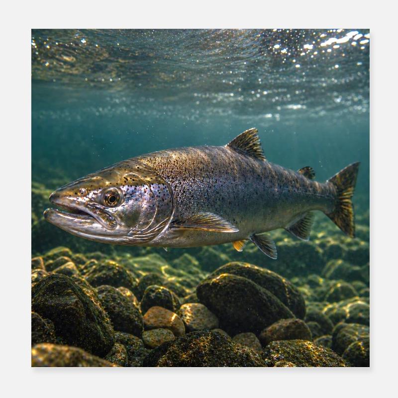Lachs-Unterwassermotiv Poster 20x20 cm