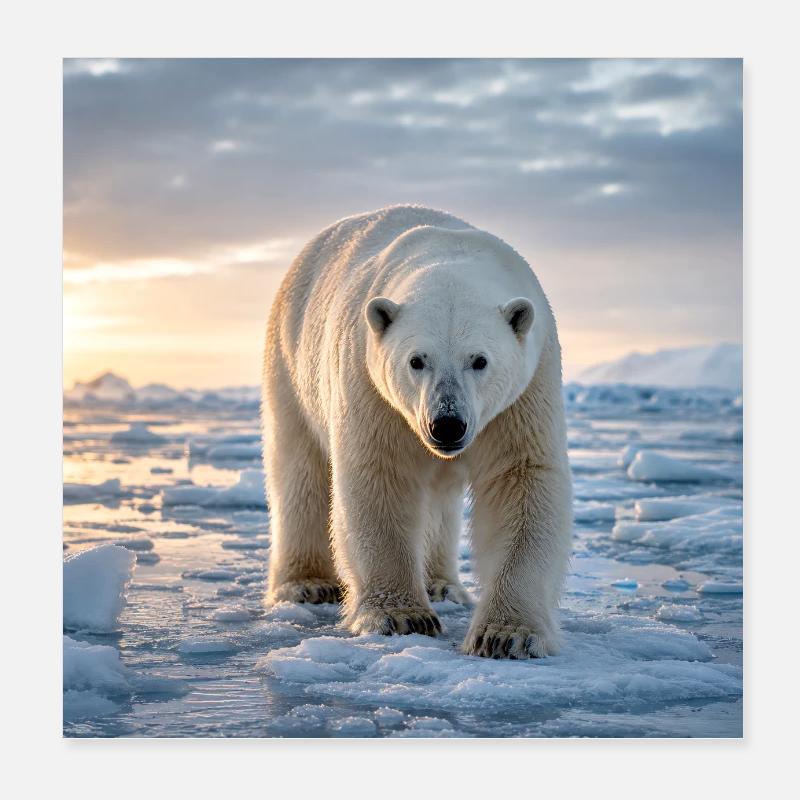 Arktischer Eisbär auf Eis Poster 20x20 cm