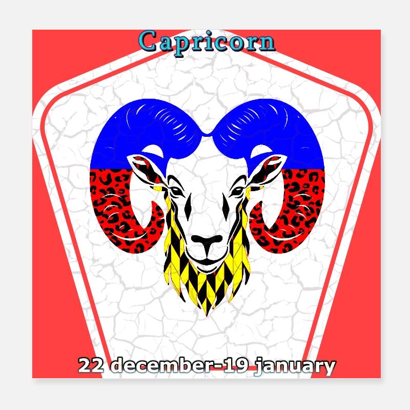 Capricorne - Poster 20 x 20 cm - blanc