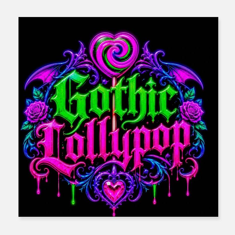 Gotische Halloween-Neonherz Poster 20x20 cm