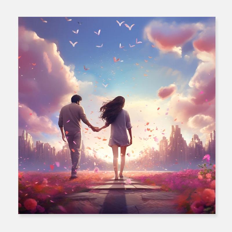 Chemin du soir de l’amour Poster 20 x 20 cm