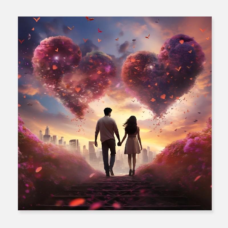 Herzwolke im Abendlicht Poster 20x20 cm