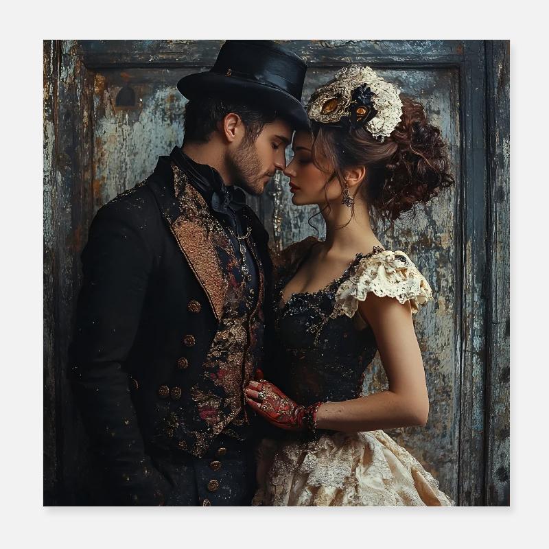 Victorian Mask Romanticism - Poster 8" x 8" (20x20 cm) - white