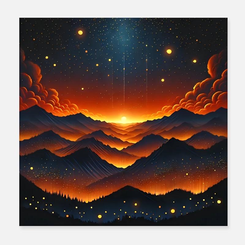 Glowing sunset over Bergen Poster 8" x 8" (20x20 cm)