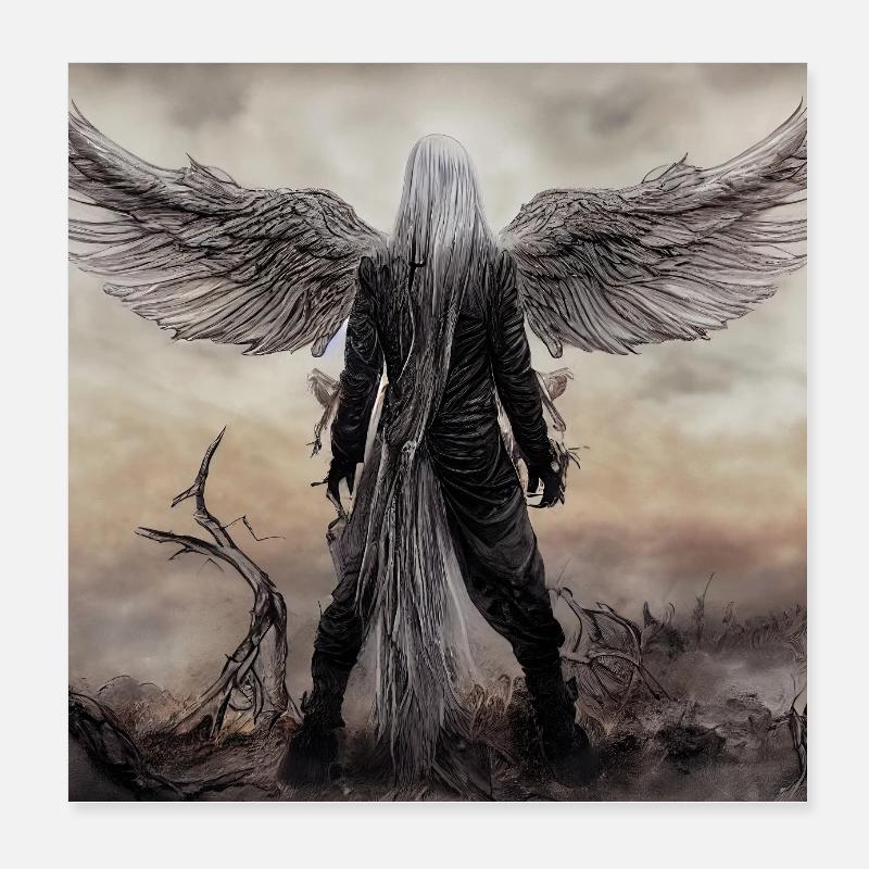 Winged Guardian in the Mist Poster 8" x 8" (20x20 cm)