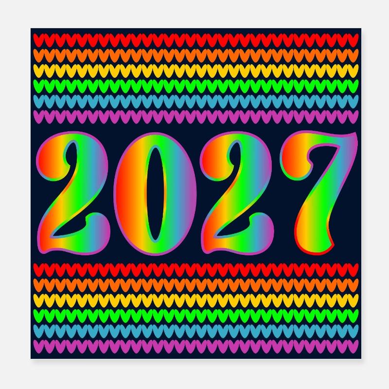 Rainbow Year 2027 Poster 8" x 8" (20x20 cm)