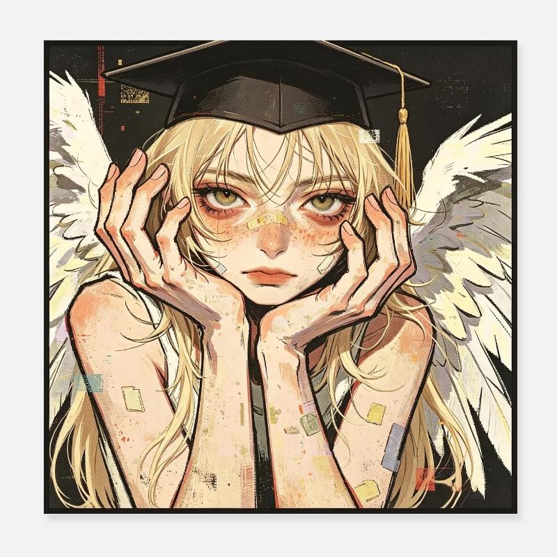 Abschlussfeier Angel Winged Poster 20x20 cm